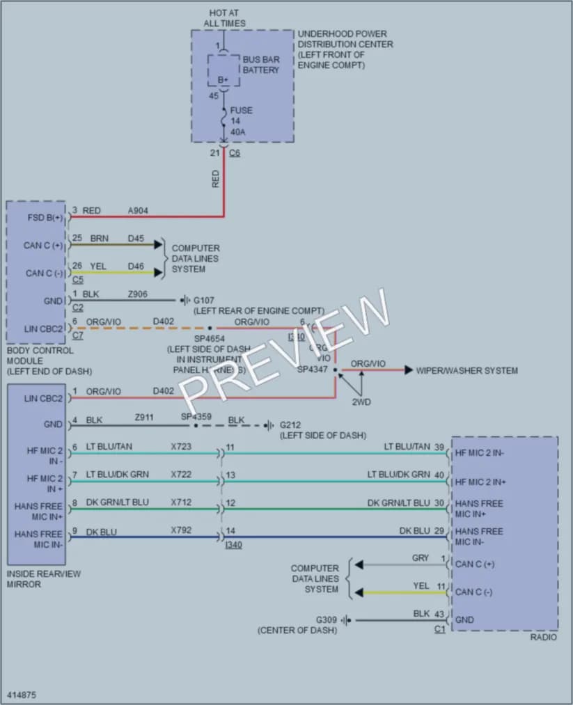 2013 Ram 2500Pickup Power Mirrors wiring diagram preview