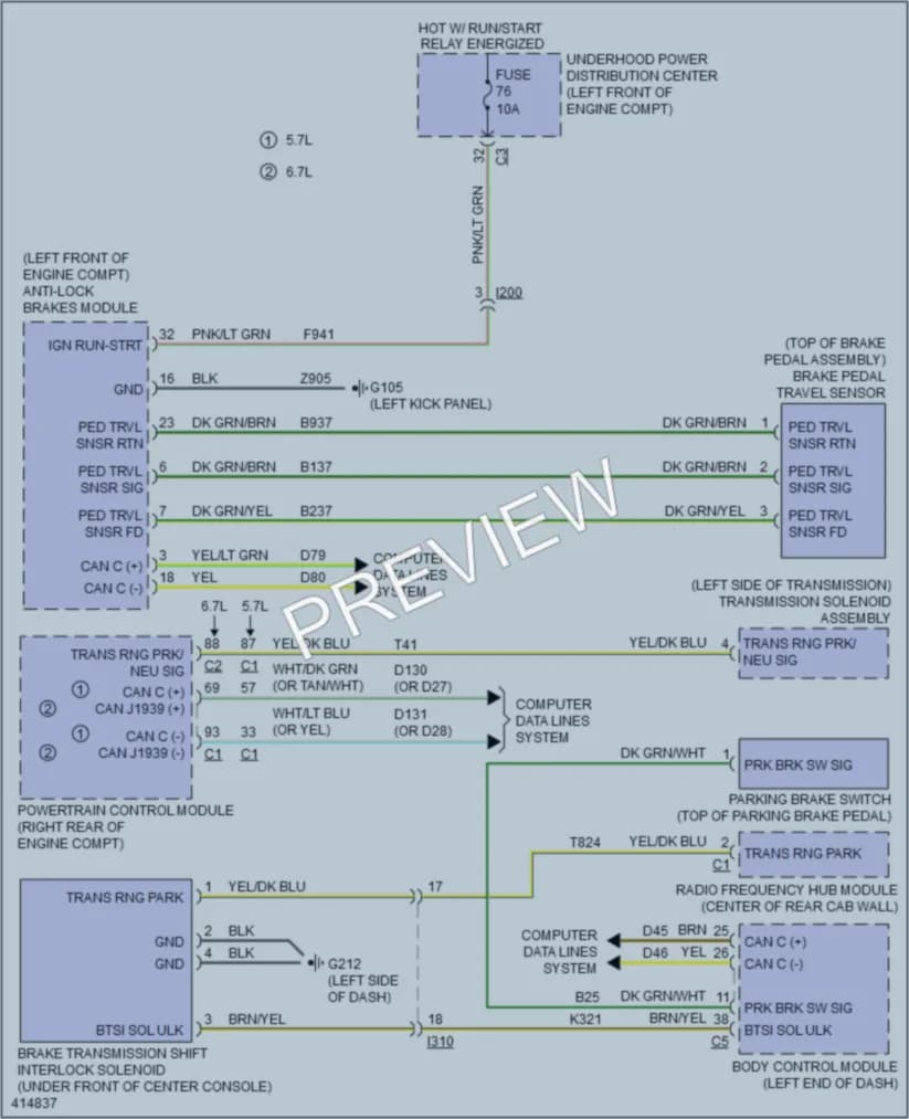 2013 Ram 2500Pickup Shift Interlock wiring diagram preview
