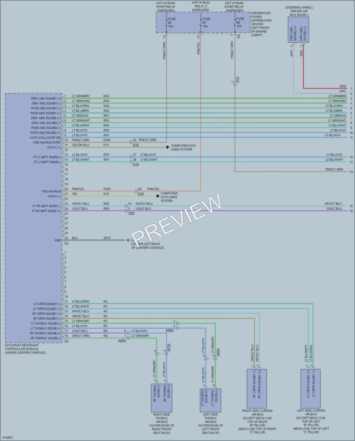 2013 Ram 2500Pickup Supplemental Restraints wiring diagram preview