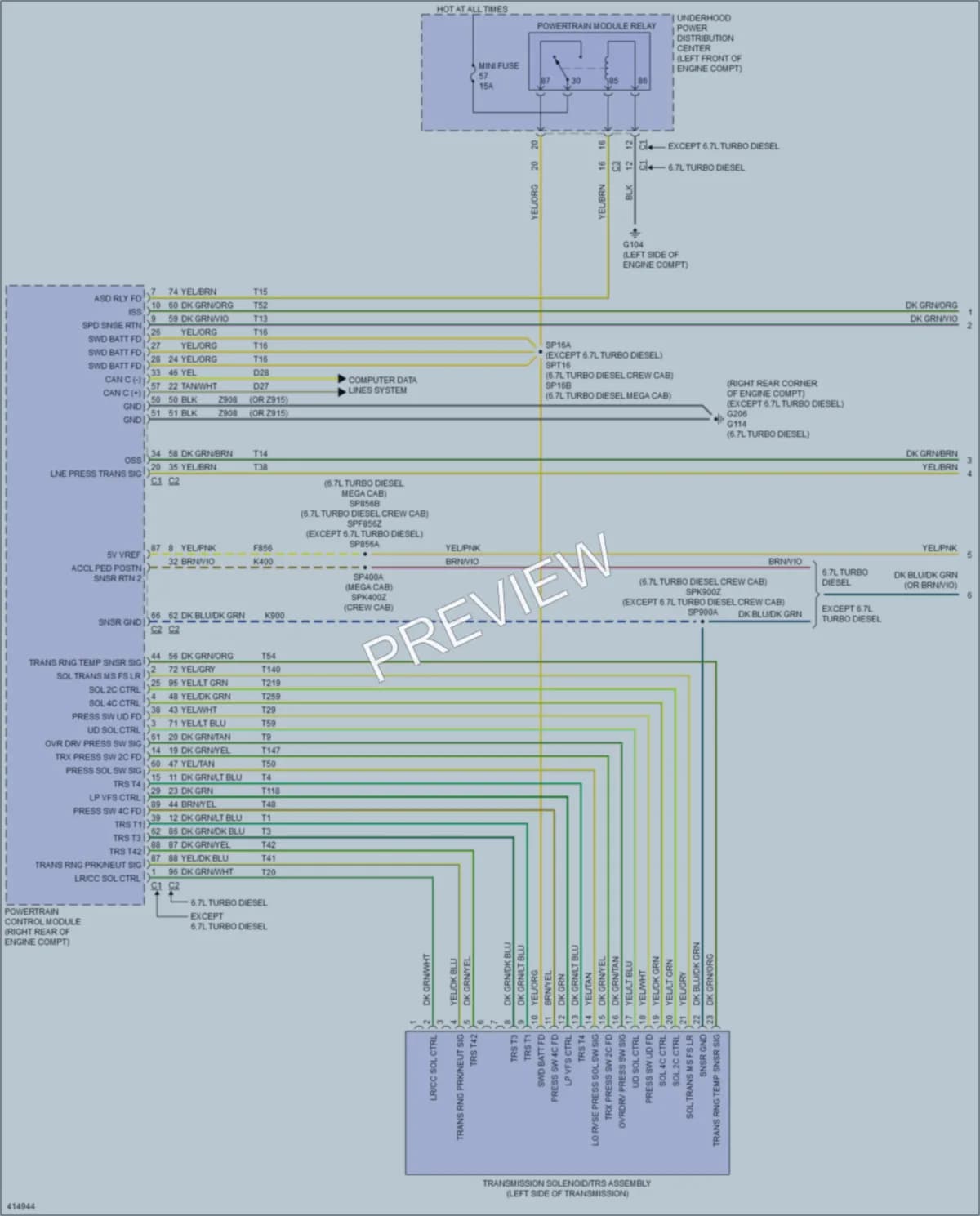 2013 Ram 2500Pickup Transmission wiring diagram preview