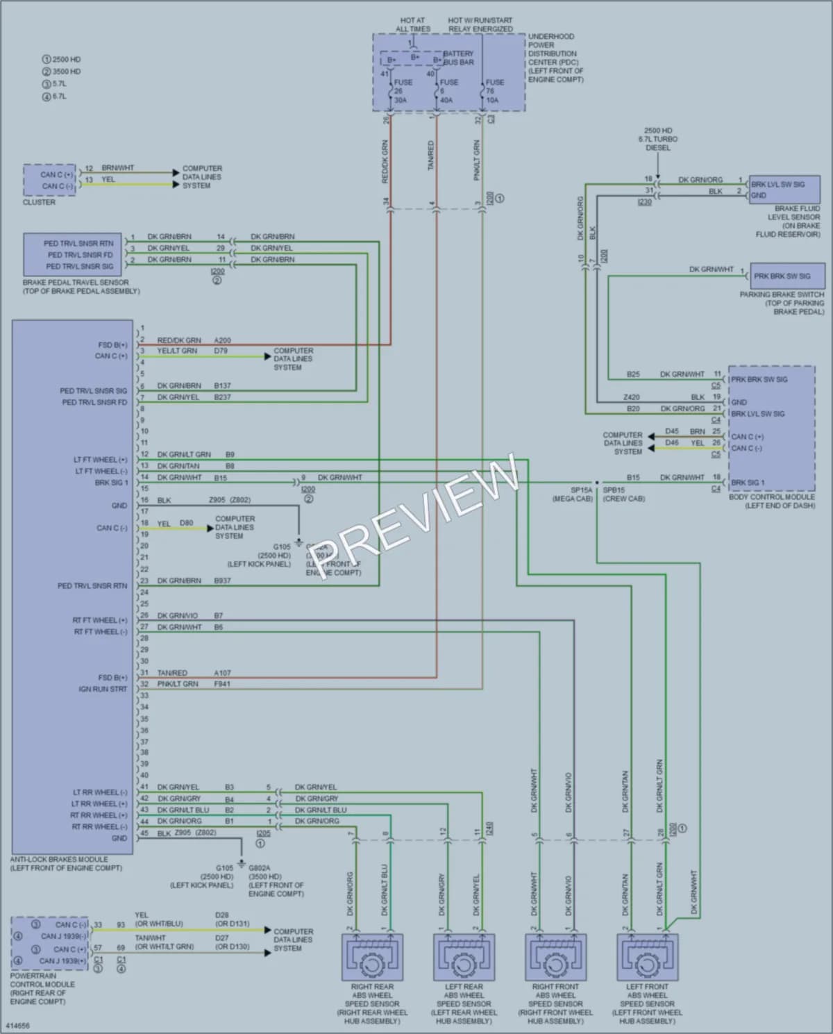 2013 Ram 3500Pickup Anti Lock Brakes wiring diagram preview