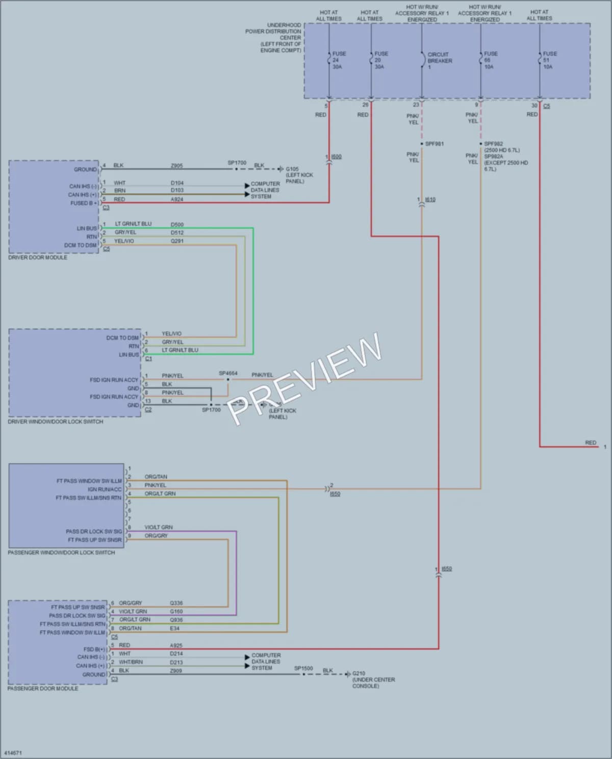 2013 Ram 3500Pickup Power Door Locks wiring diagram preview