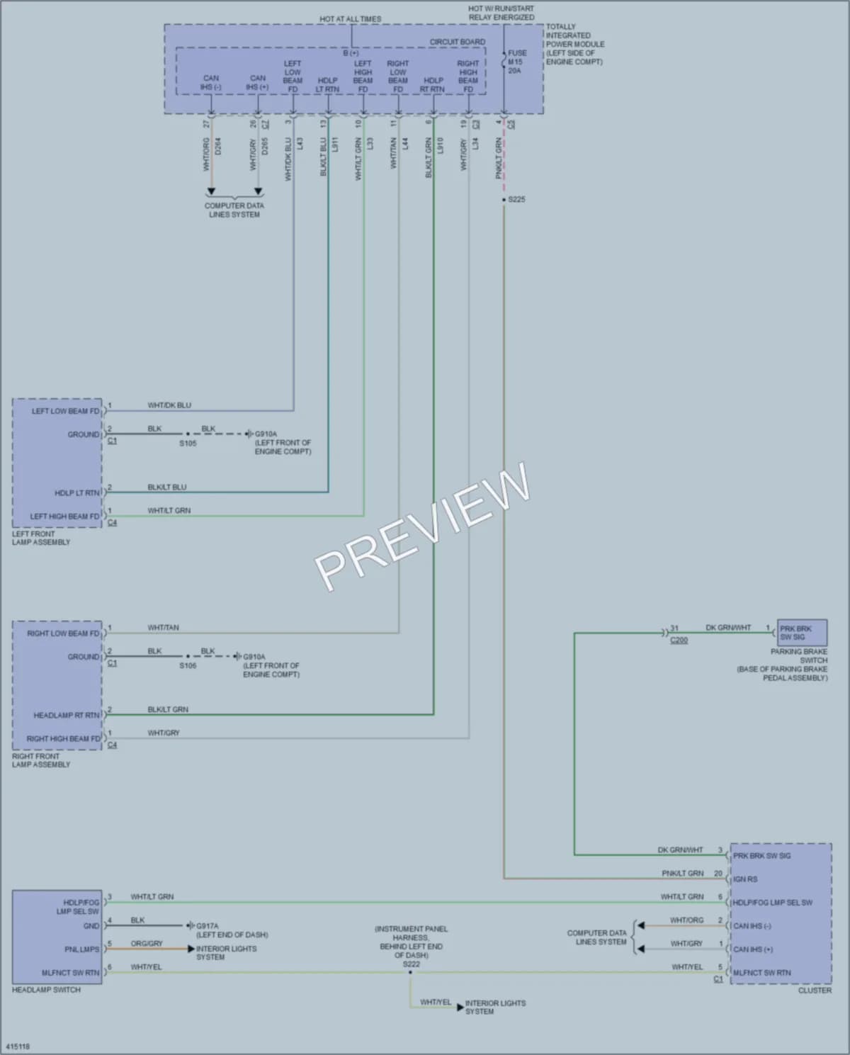 2013 Ram CV Headlights wiring diagram preview