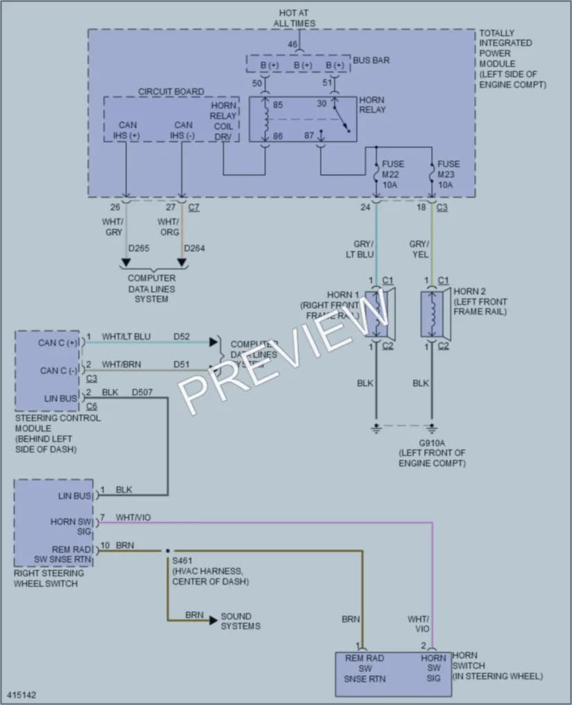 2013 Ram CV Horn wiring diagram preview
