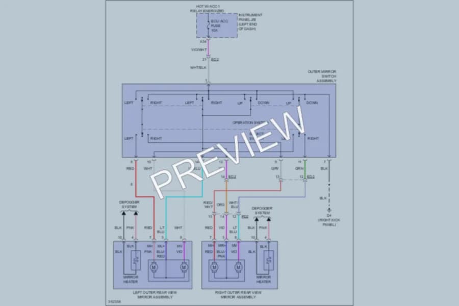 2013 Scion FRS Power Mirrors wiring diagram preview