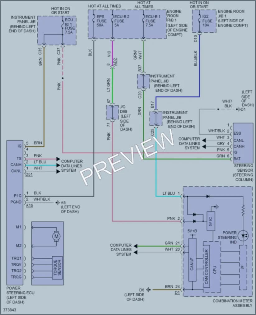 2013 Scion iQ Electronic Power Steering wiring diagram preview