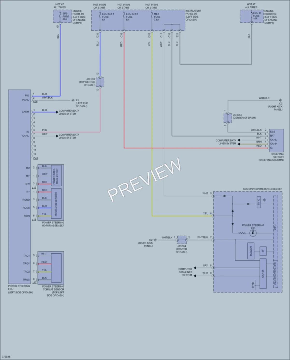 2013 Scion tC Electronic Power Steering wiring diagram preview