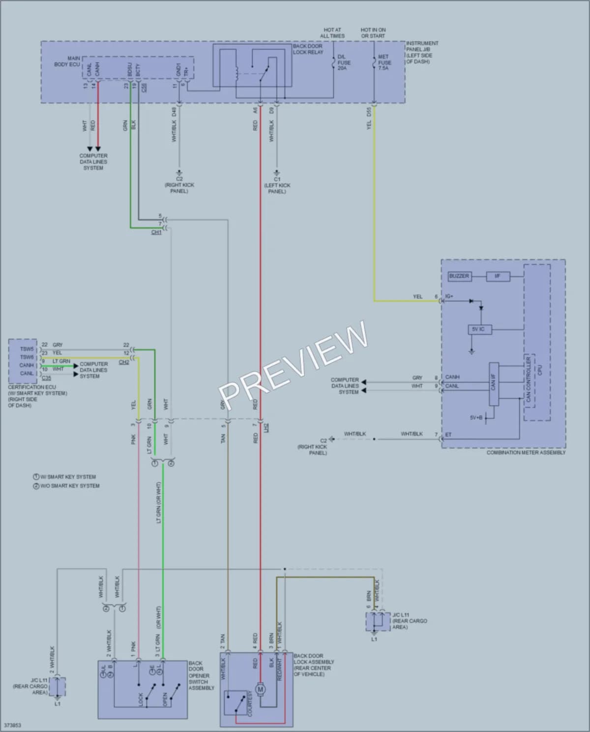 2013 Scion tC Trunk Tailgate Fuel Door wiring diagram preview