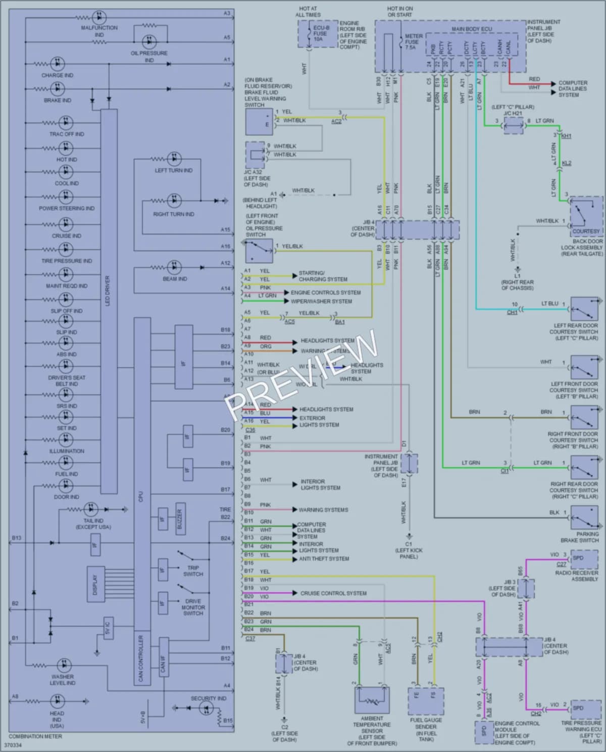 2013 Scion xB Instrument Cluster wiring diagram preview