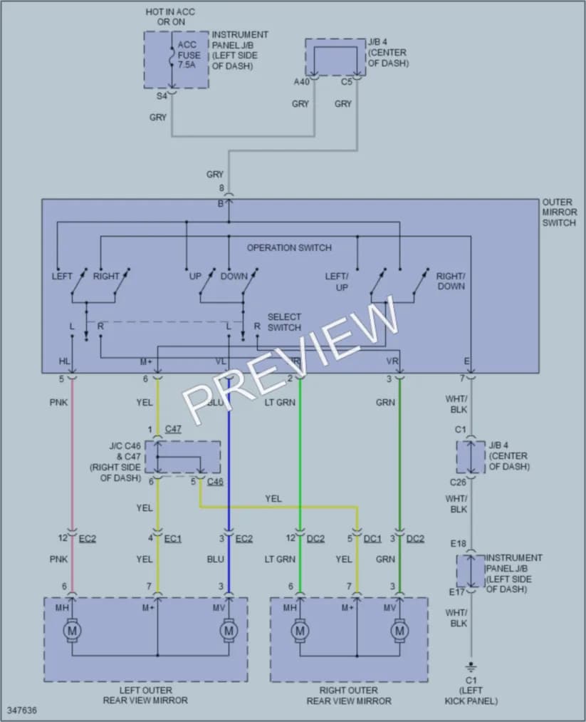 2013 Scion xB Power Mirrors wiring diagram preview