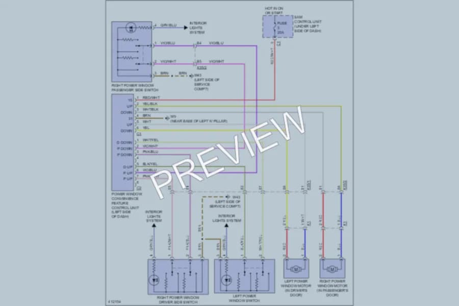 2013 Smart fortwoelectric Power Windows wiring diagram preview