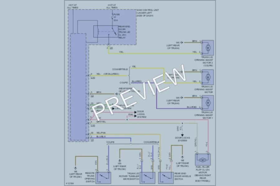2013 Smart fortwoelectric Trunk Tailgate Fuel Door wiring diagram preview