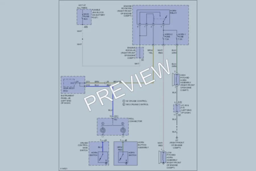 2013 Subaru BRZ Horn wiring diagram preview