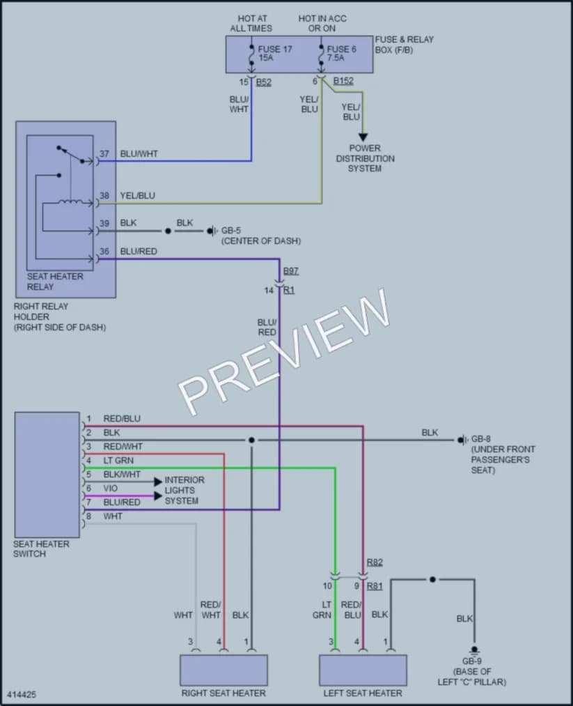 2013 Subaru 2.0L Eng Power Seats wiring diagram preview with protected circuit layout