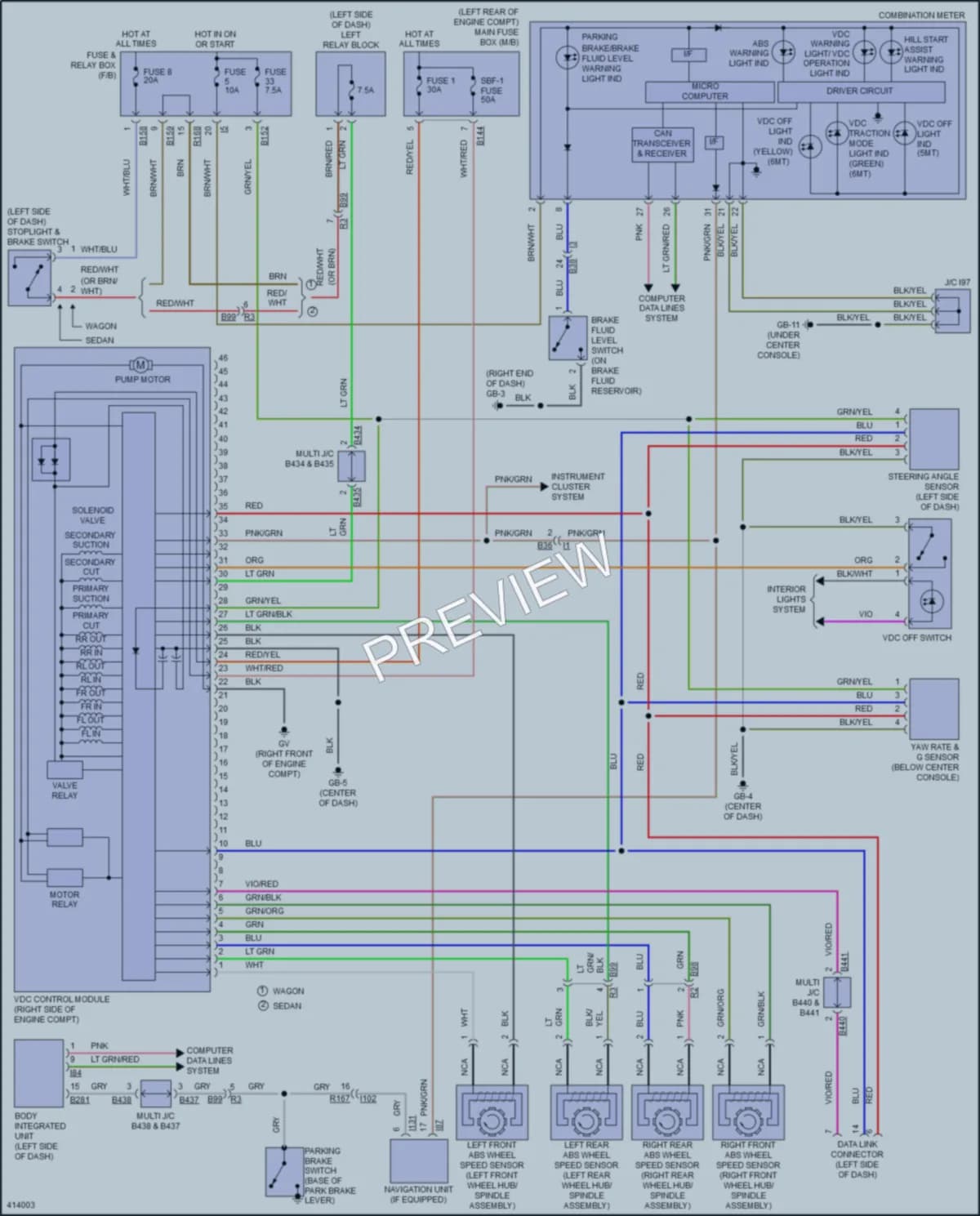 2013 Subaru 2.5L Eng Anti Lock Brakes wiring diagram preview with protected circuit layout