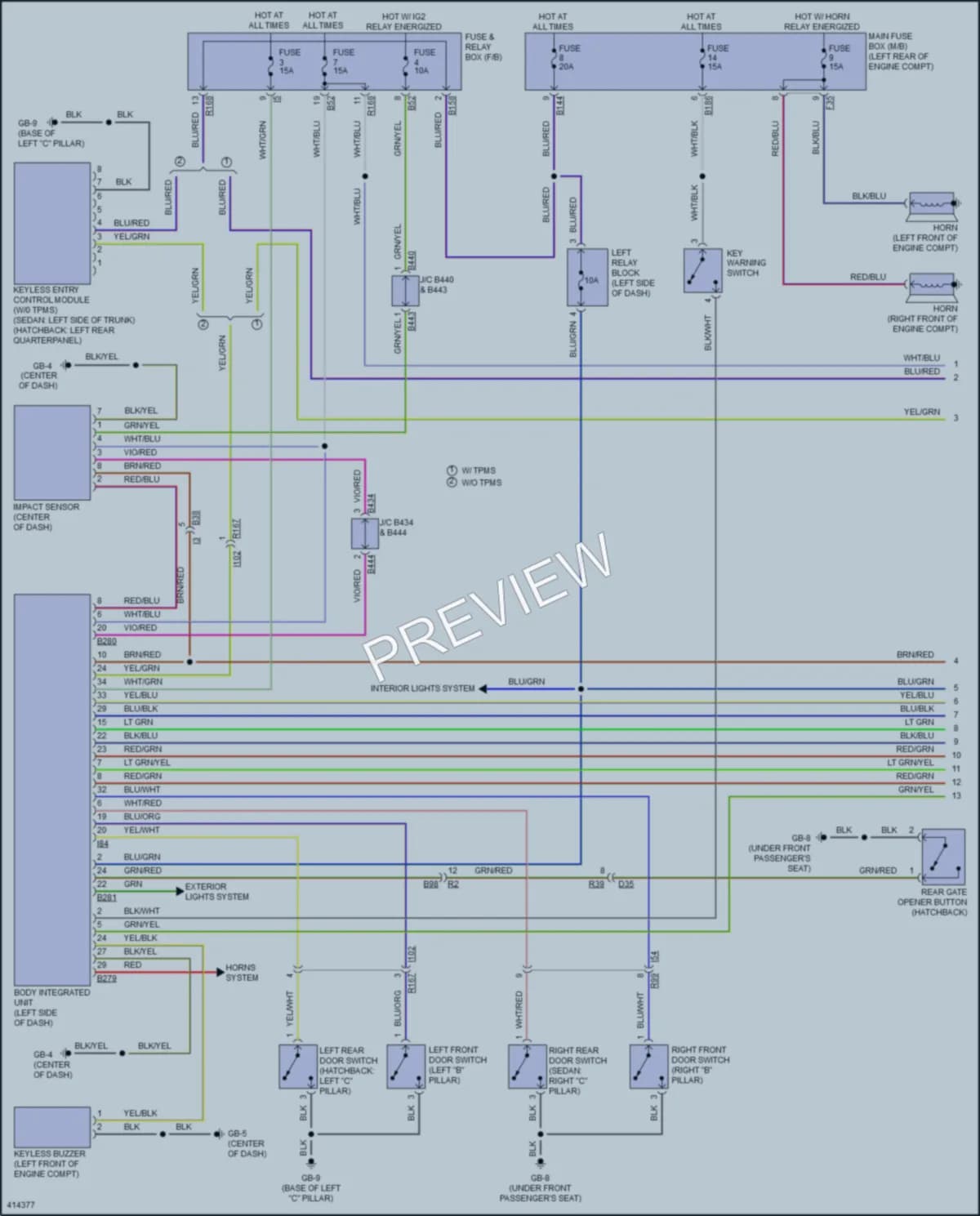2013 Subaru 2.5L Eng Anti Theft wiring diagram preview with protected circuit layout