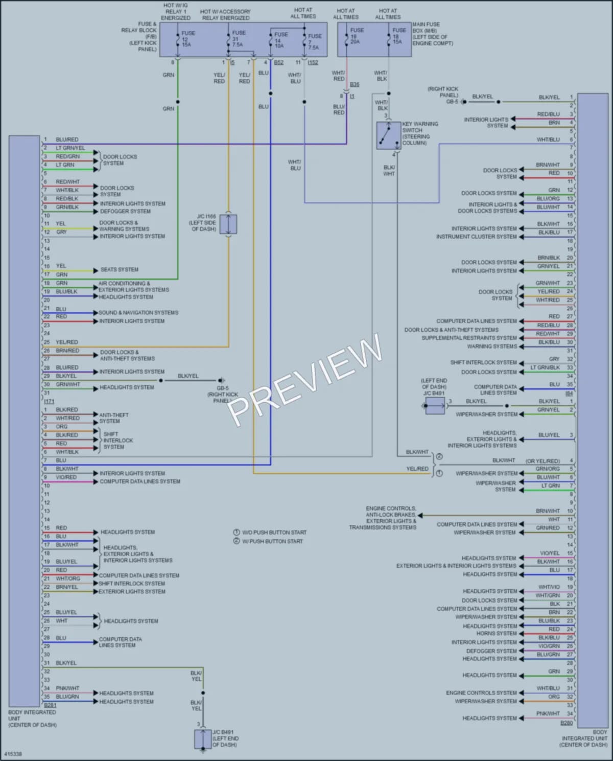 2013 Subaru Legacy Body Control Modules wiring diagram preview