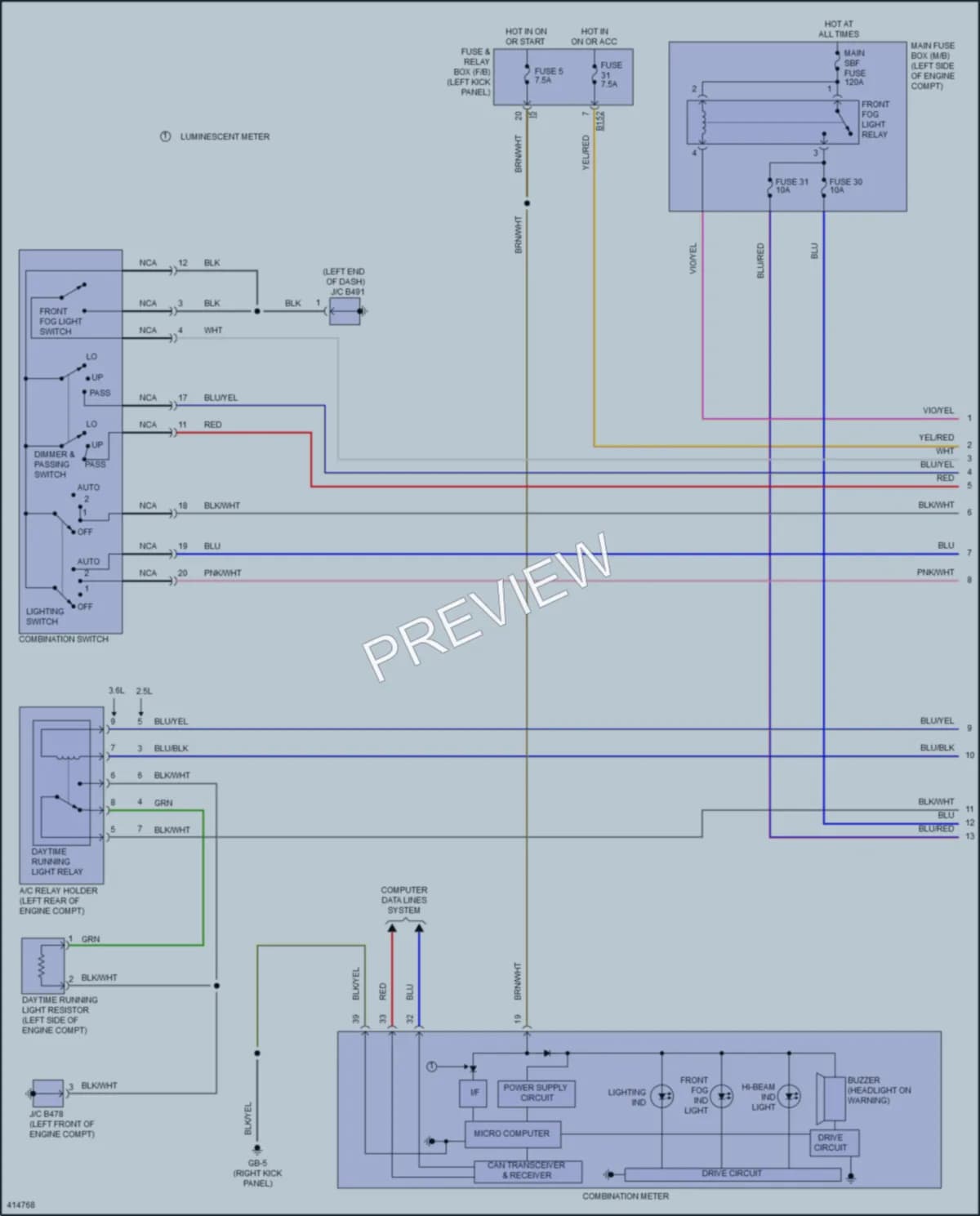 2013 Subaru Outback Headlights wiring diagram preview