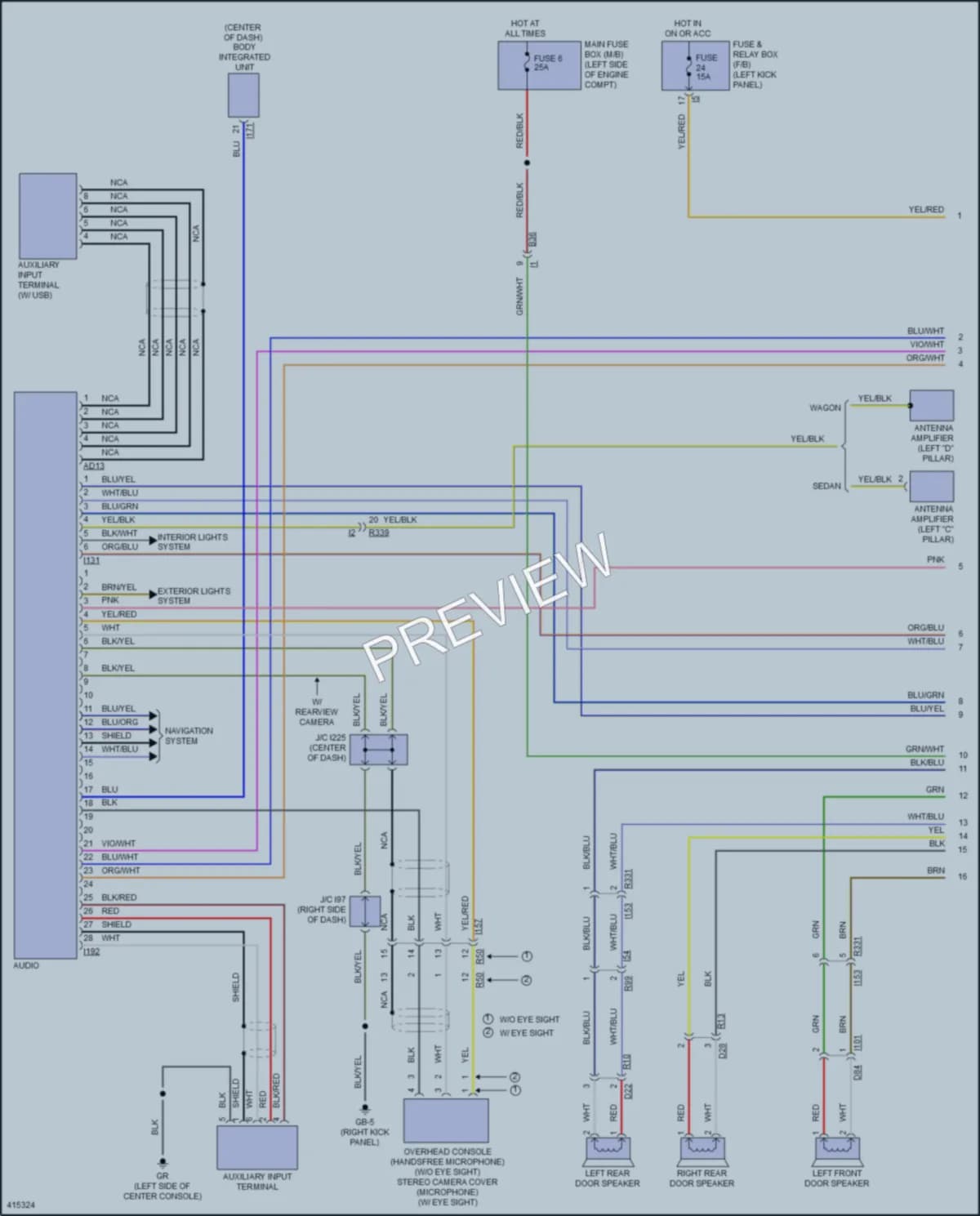 2013 Subaru Outback Radio wiring diagram preview