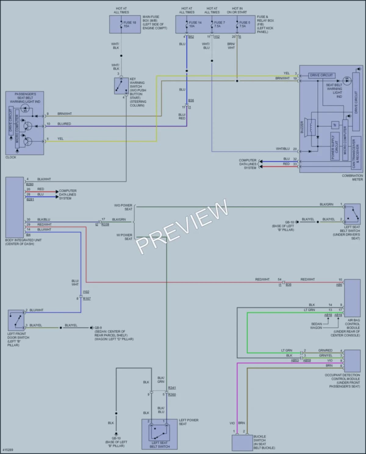 2013 Subaru Outback Warning Systems wiring diagram preview
