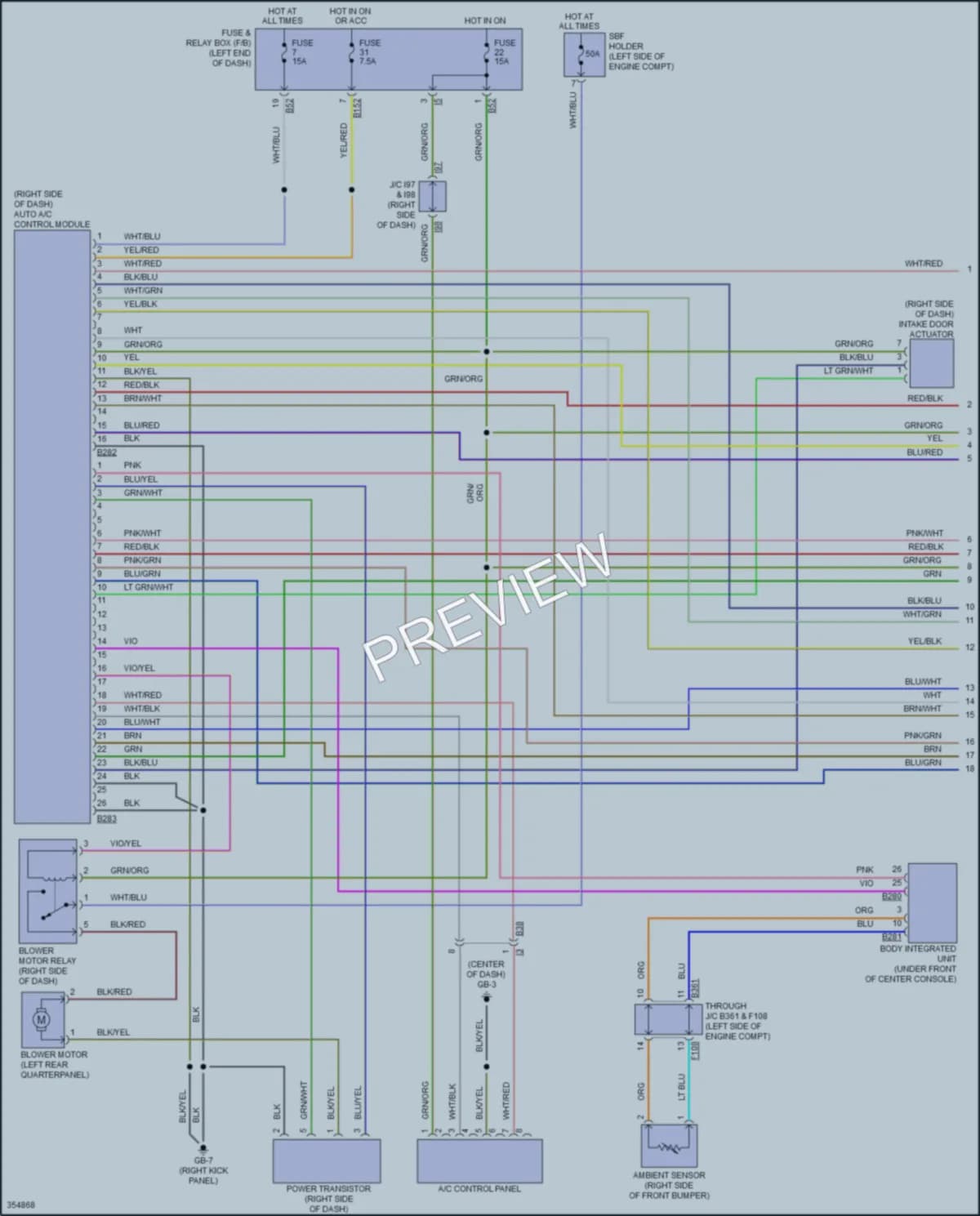 2013 Subaru Tribeca Air Conditioning wiring diagram preview