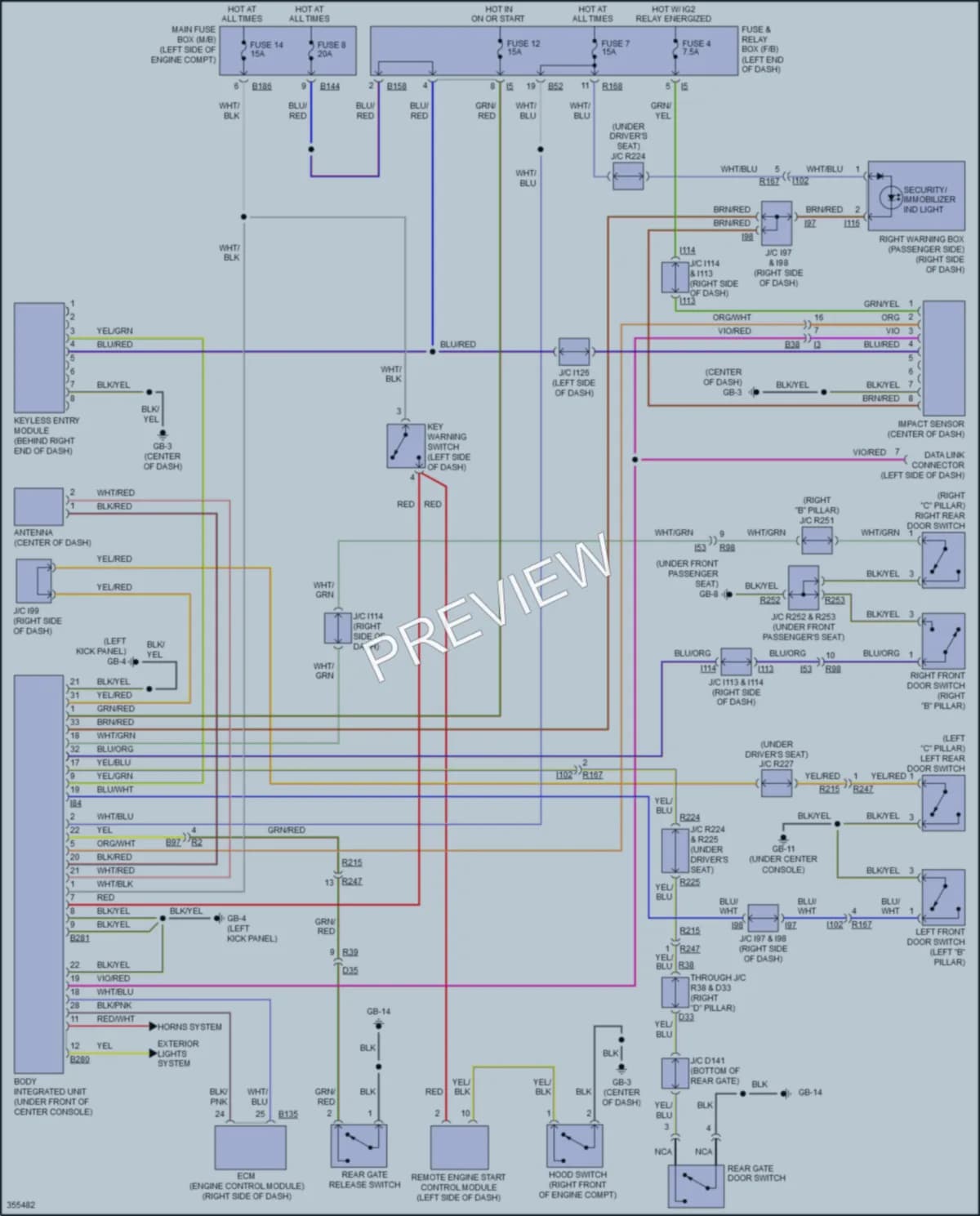 2013 Subaru Tribeca Anti Theft wiring diagram preview