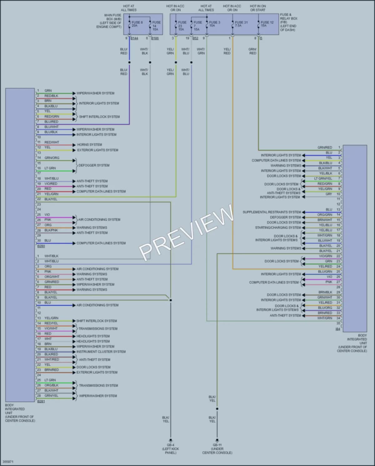 2013 Subaru Tribeca Body Control Modules wiring diagram preview