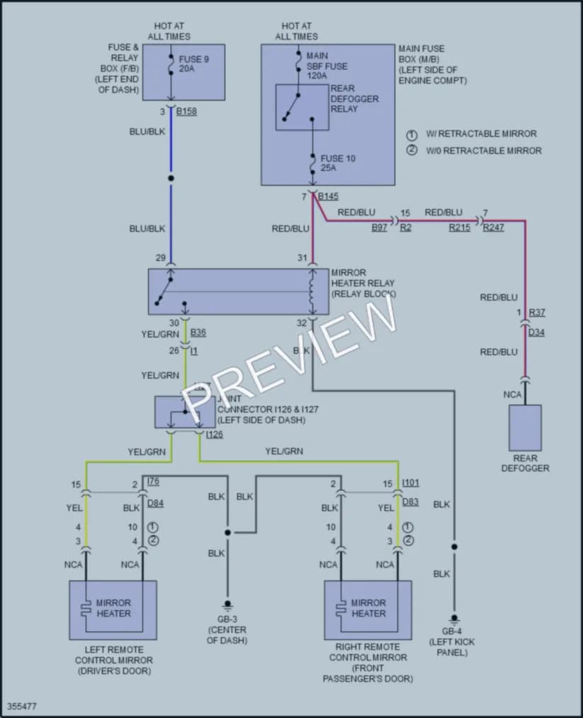 2013 Subaru Tribeca Defoggers wiring diagram preview