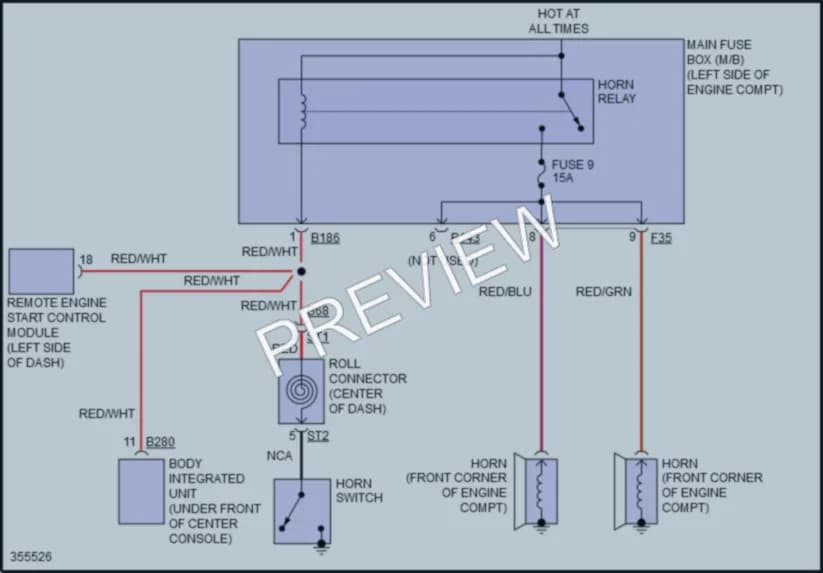 2013 Subaru Tribeca Horn wiring diagram preview