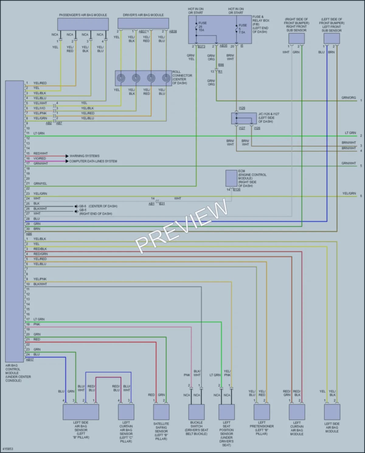 2013 Subaru Tribeca Supplemental Restraints wiring diagram preview