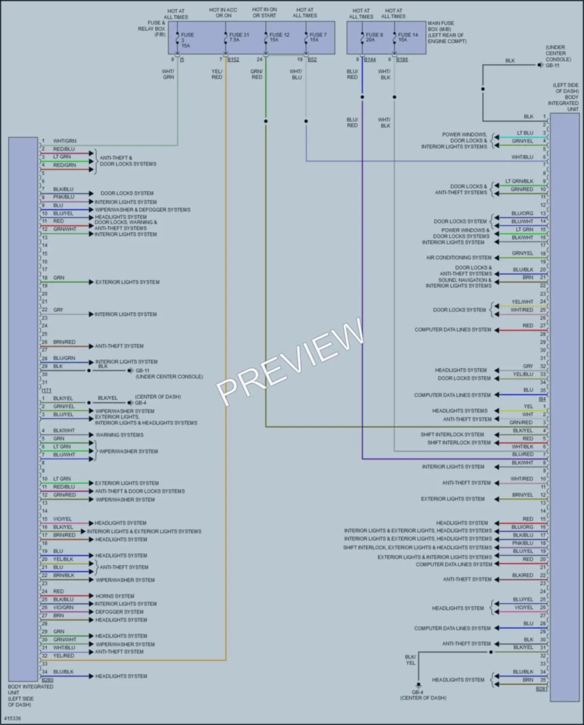 2013 Subaru XVCrosstrek Body Control Modules wiring diagram preview