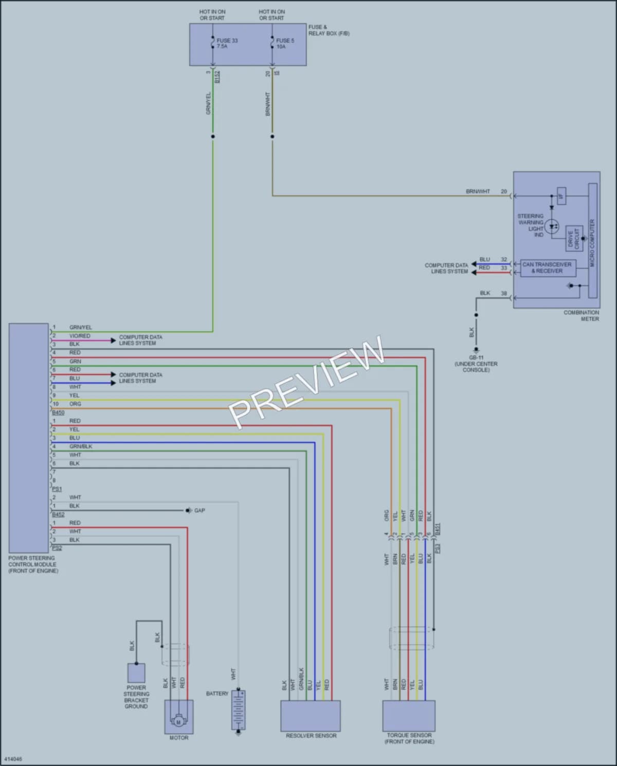 2013 Subaru XVCrosstrek Electronic Power Steering wiring diagram preview