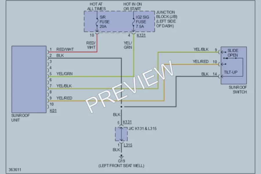 2013 Suzuki Kizashi Power Top Sunroof wiring diagram preview