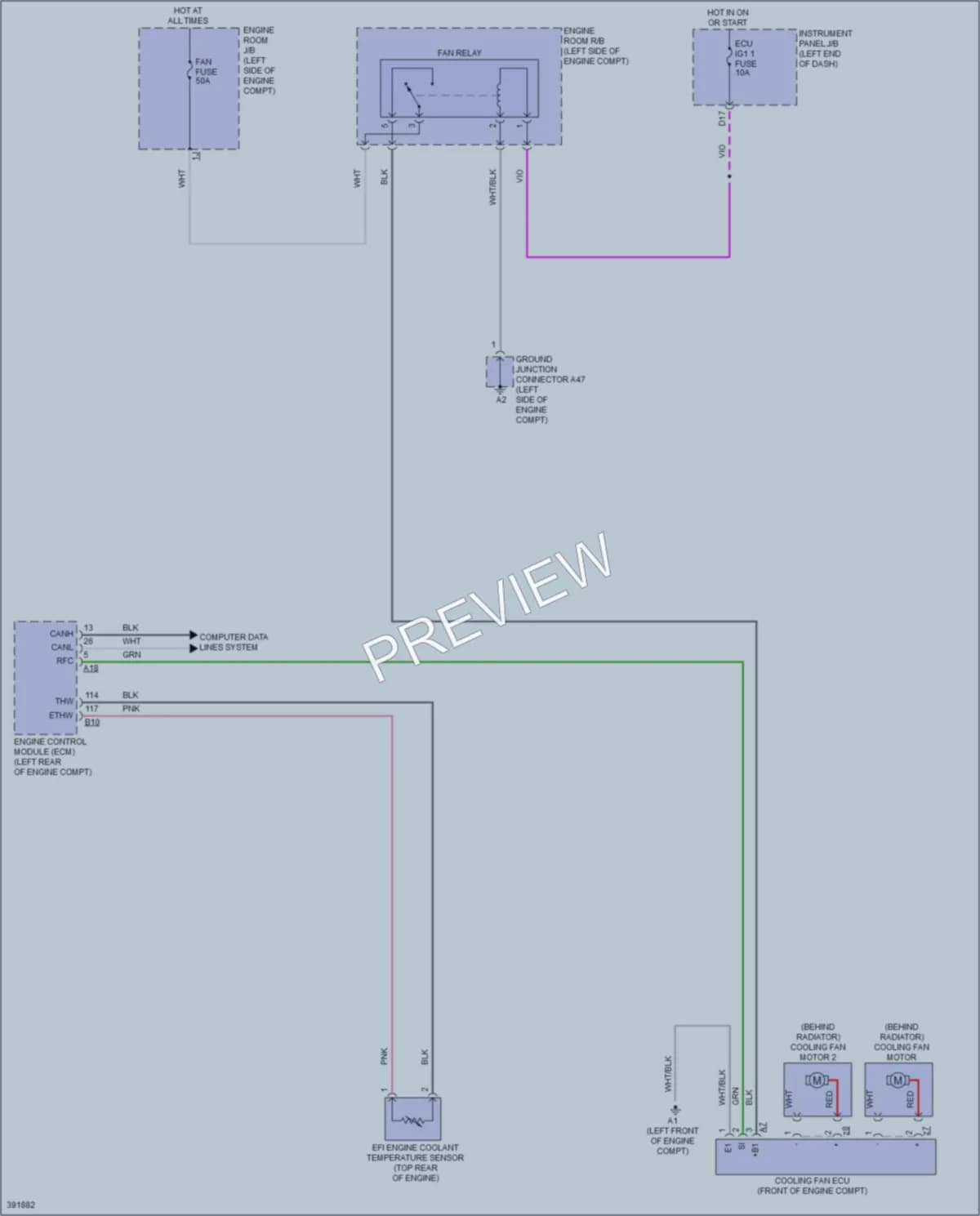 2013 Toyota AvalonHybrid Cooling Fan wiring diagram preview