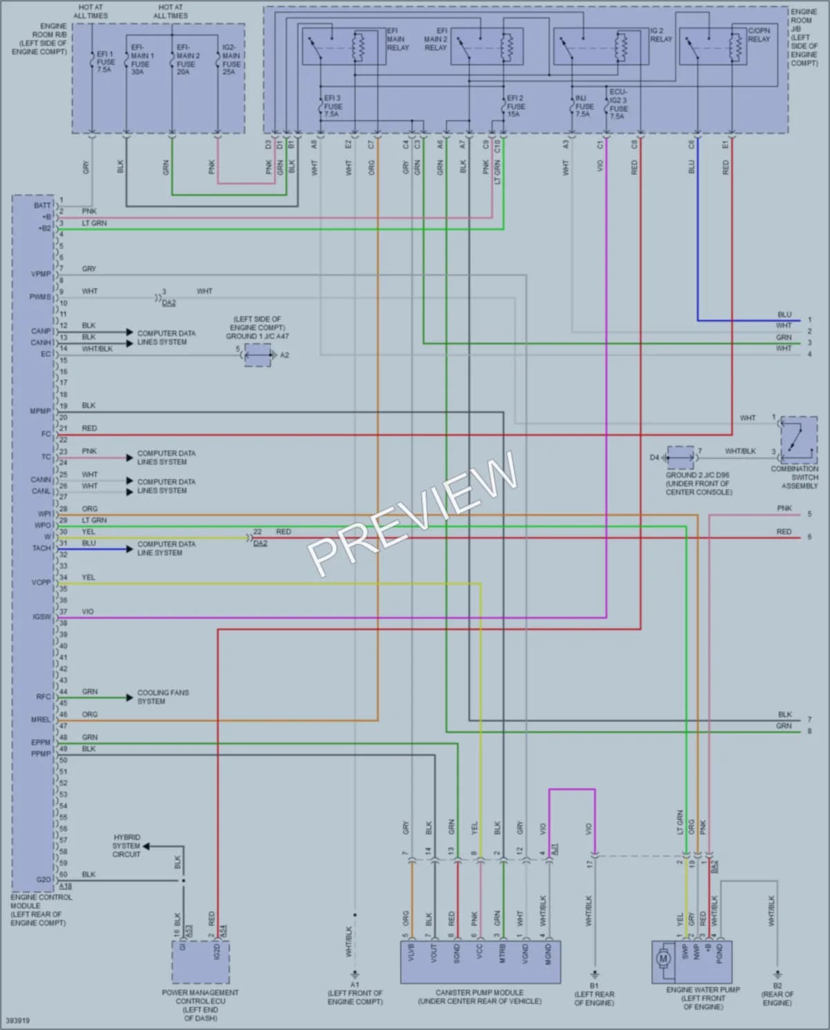 2013 Toyota AvalonHybrid Engine Performance wiring diagram preview