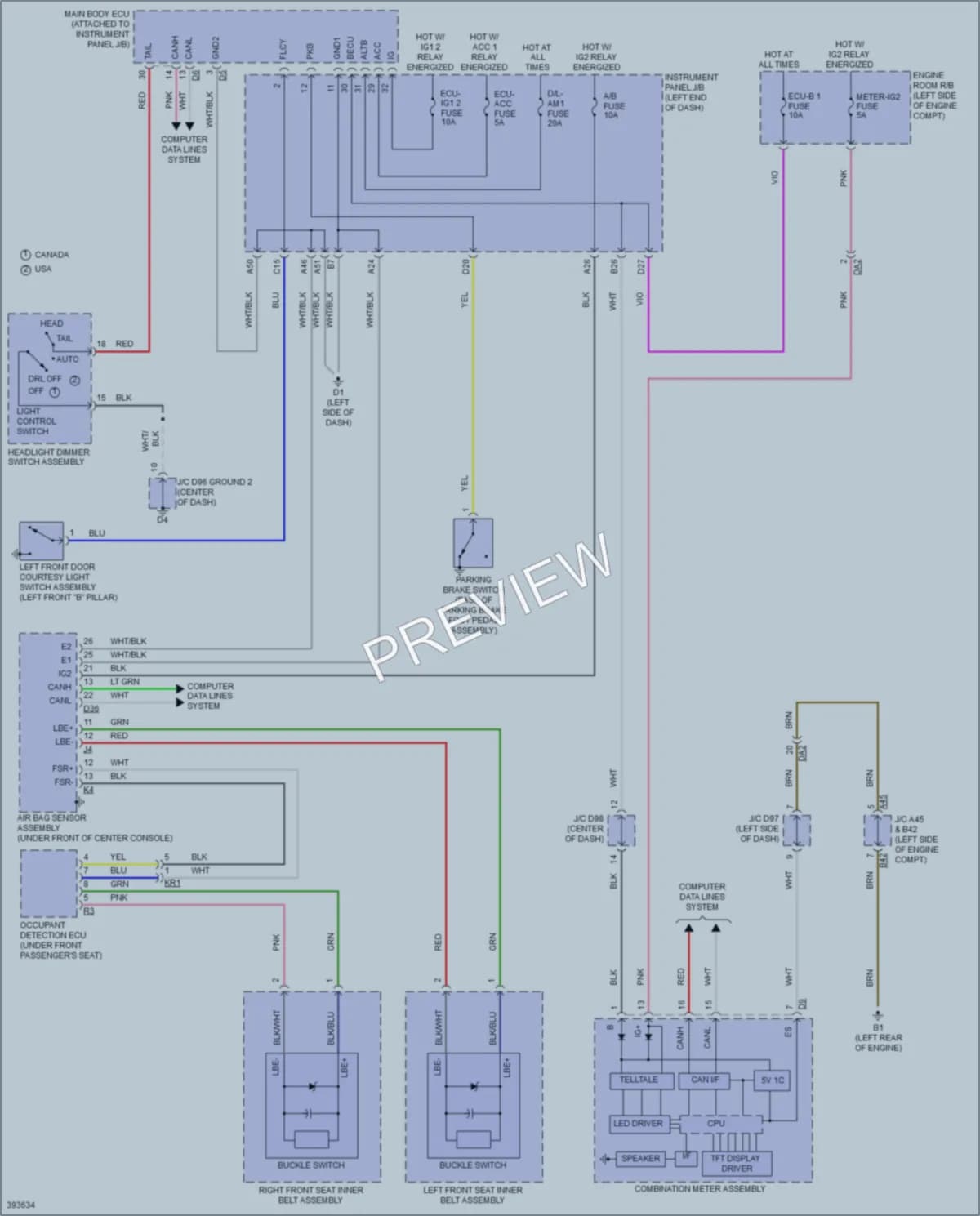 2013 Toyota AvalonHybrid Warning Systems wiring diagram preview