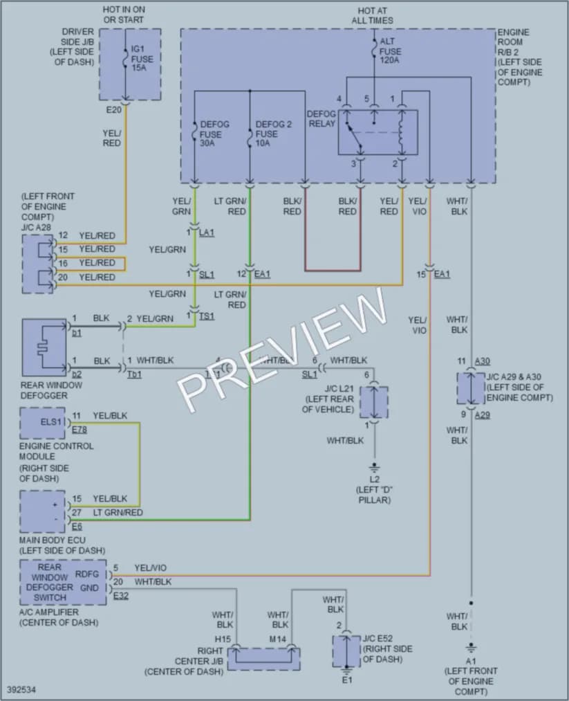 2013 Toyota FJCruiser Defoggers wiring diagram preview
