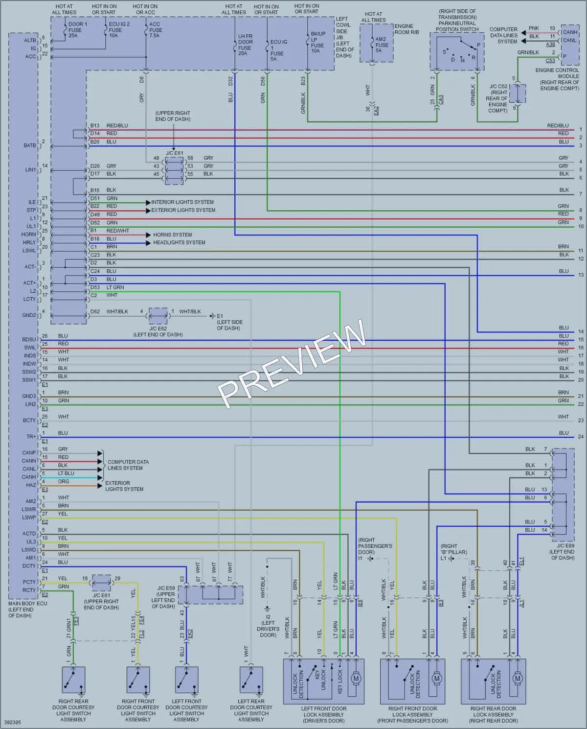 2013 Toyota LandCruiser Power Door Locks wiring diagram preview