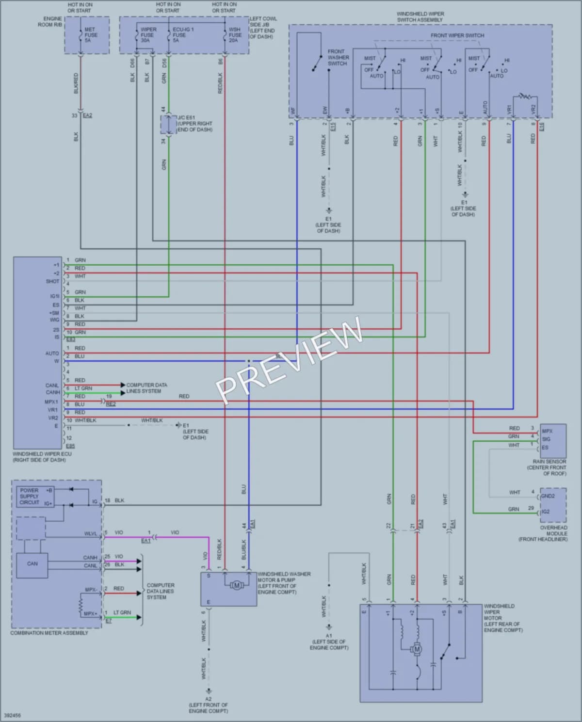 2013 Toyota LandCruiser Wiper Washer wiring diagram preview