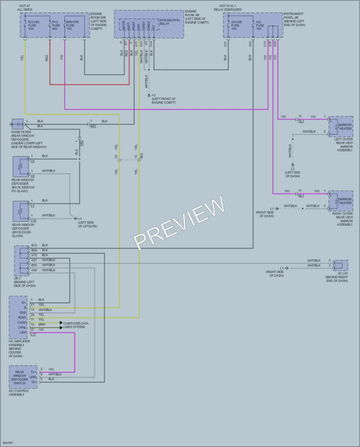 2013 Toyota Prius Defoggers wiring diagram preview