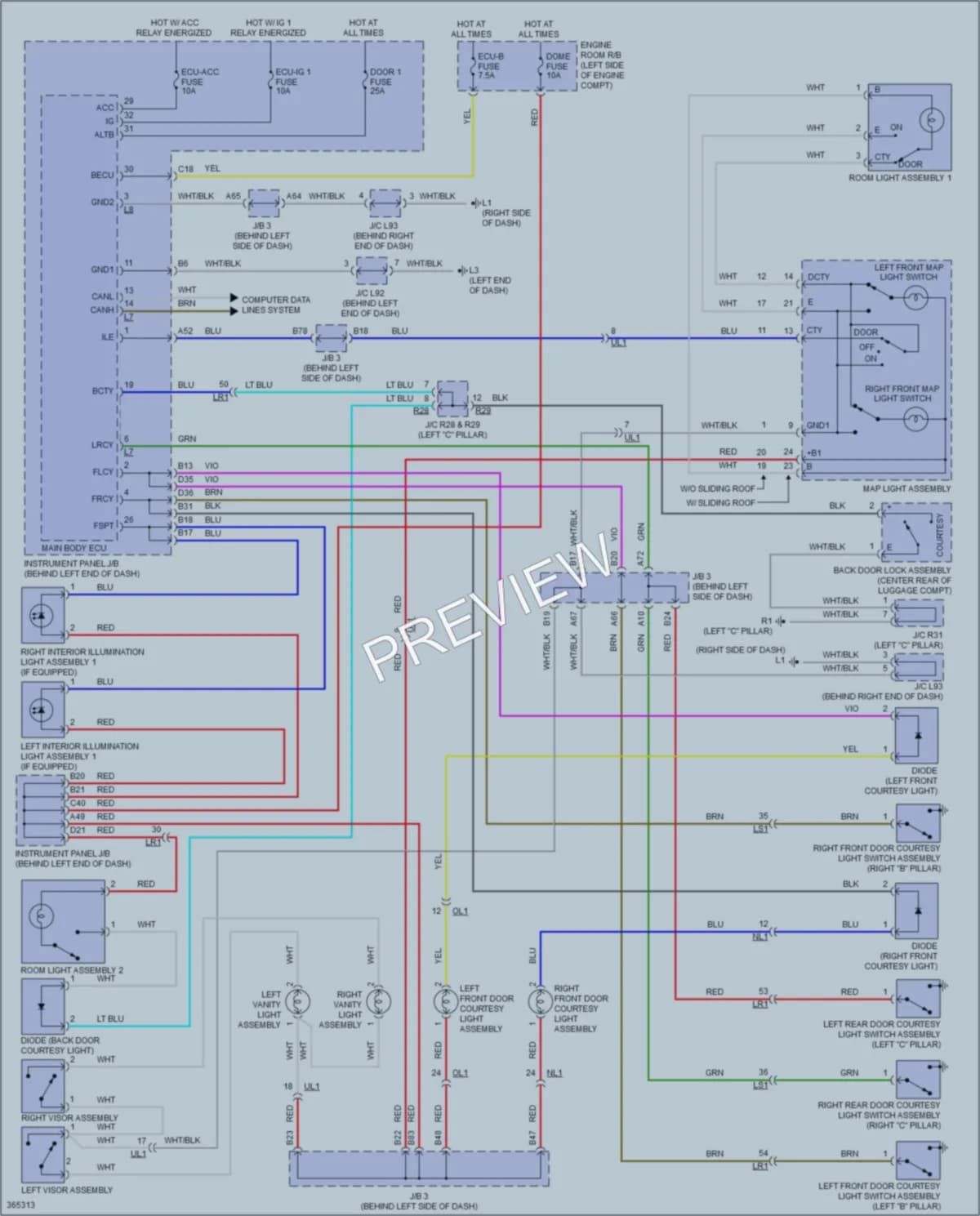 2013 Toyota Prius Interior Lights wiring diagram preview