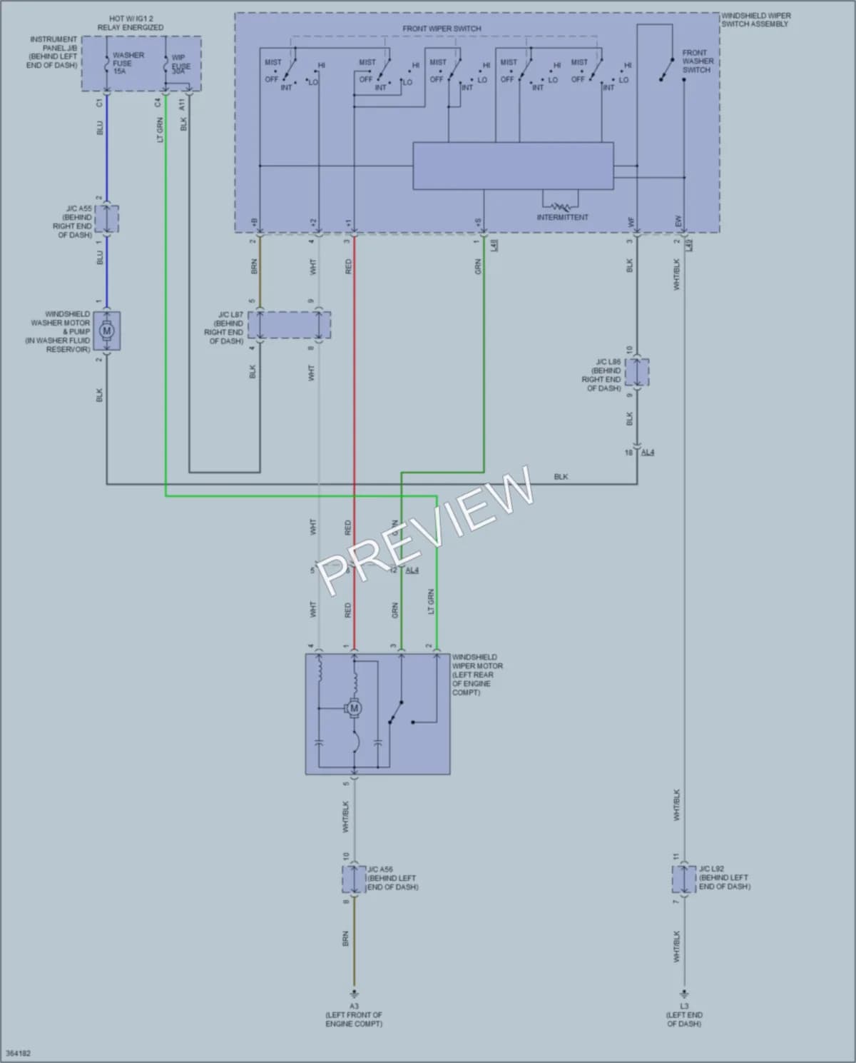 2013 Toyota Prius Wiper Washer wiring diagram preview