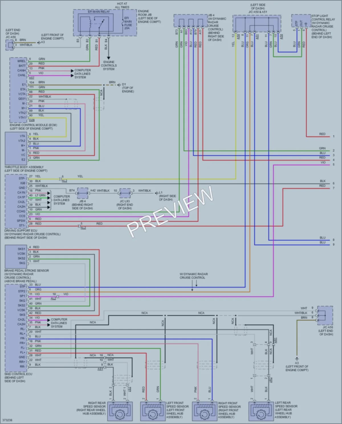 2013 Toyota Plug In Cruise Control wiring diagram preview with protected circuit layout