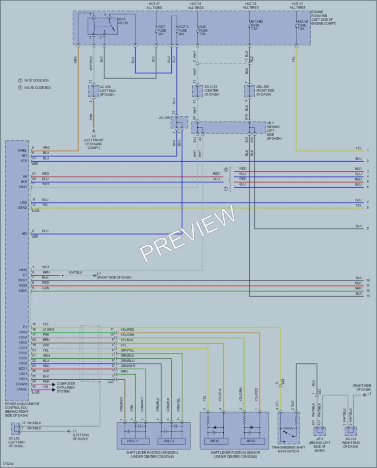 2013 Toyota Plug In Power Door Locks wiring diagram preview with protected circuit layout