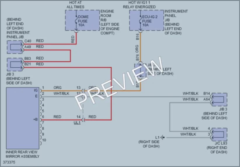 2013 Toyota Plug In Power Mirrors wiring diagram preview with protected circuit layout