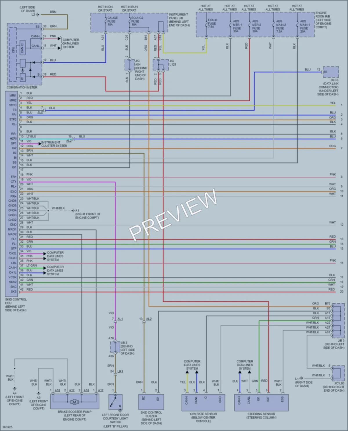 2013 Toyota PriusPlugin Anti Lock Brakes wiring diagram preview