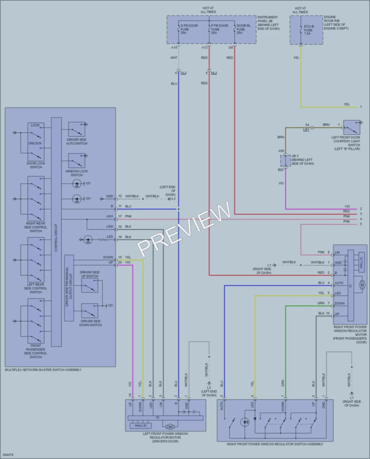 2013 Toyota PriusPlugin Power Windows wiring diagram preview