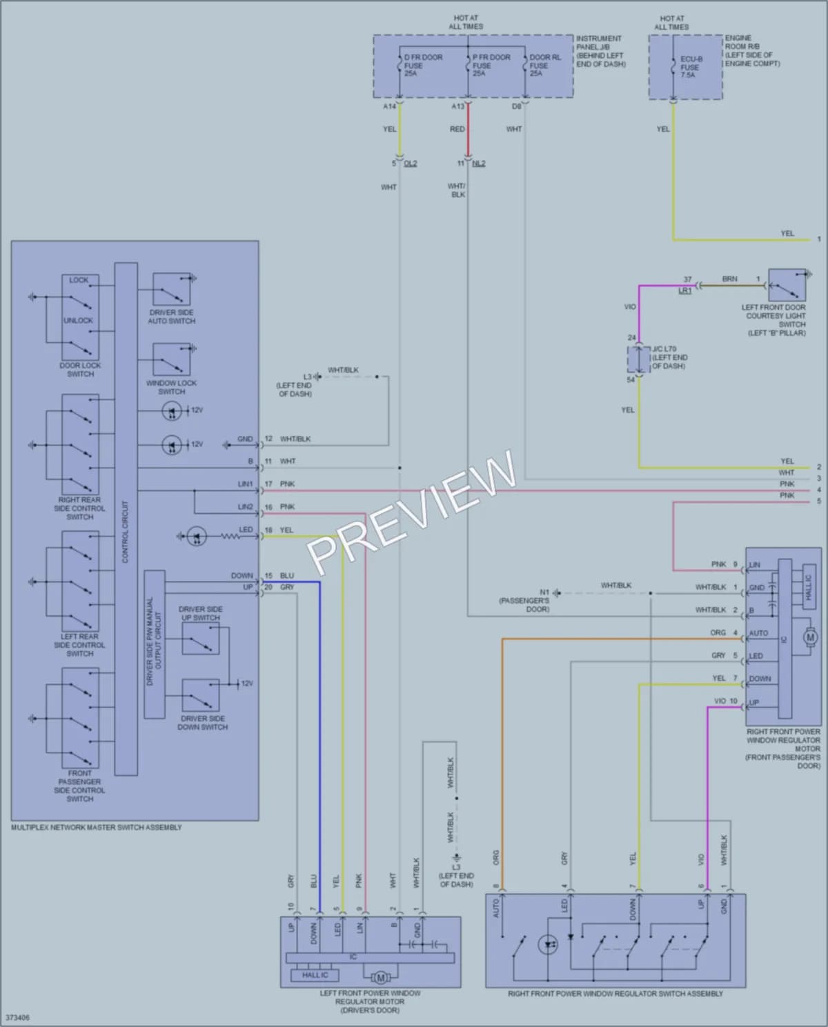 2013 Toyota Priusv Power Windows wiring diagram preview