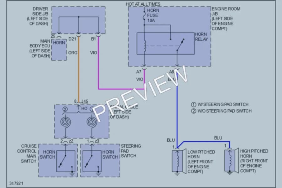 2013 Toyota Tundra Horn wiring diagram preview