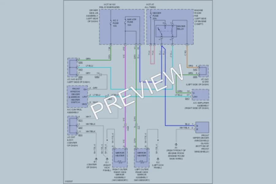 2013 Toyota Venza Defoggers wiring diagram preview